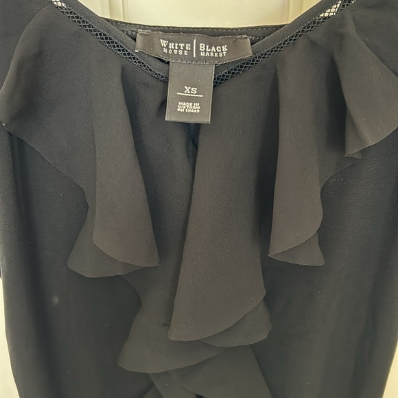 WHBM black mild V front ruffled tank with open strap detail. Size XS. - Picture 2 of 3